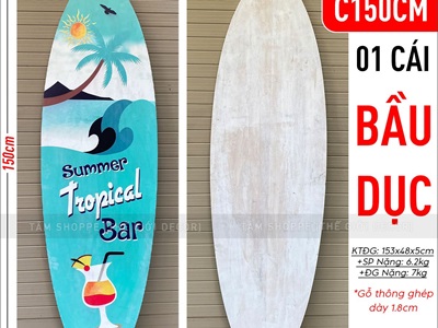 Ván lướt sóng trang trí chủ đề Tropical bar cao 90-150cm [In sắc nét - 3 kiểu dáng] VLS-05